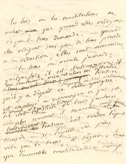 Charles-Maurice de talleyrand MANUSCRIT autographe, brouillon de discours, [1821-1822];...