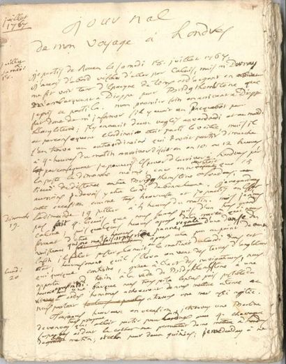 Claude Nicolas LE CAT (1700-1768) Chirurgien et urologue
MANUSCRIT autographe, Journal...