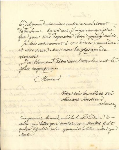 VOLTAIRE L.S., Ferney 29 juin 1775, [au chevalier Louis-Gaspard FABRY, subdélégué...