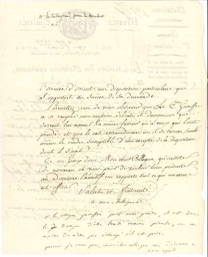 Charles-Maurice de talleyrand L.S. avec 4 lignes autographes, Paris 29 floréal VII...