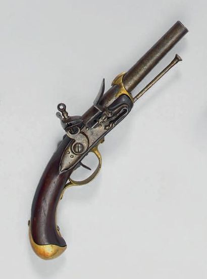 null Pistolet à silex de marine de type 1779, fabrication révolutionnaire, canon...