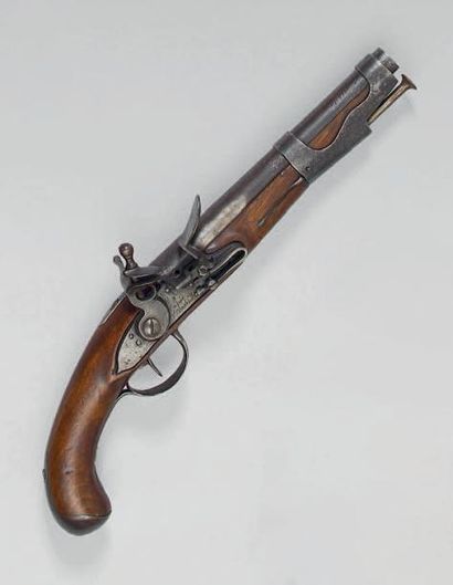 null Pistolet de cavalerie à silex modèle 1763/66, fabrication révolutionnaire, canon...