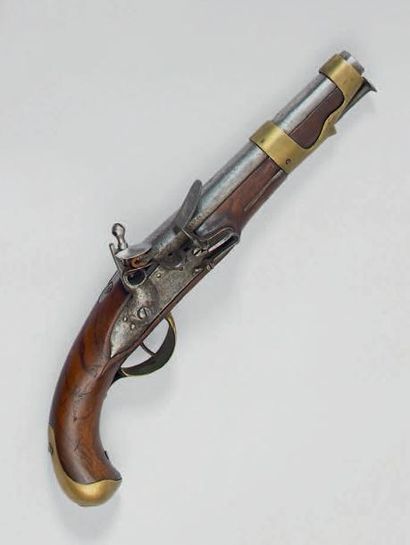 null Pistolet de cavalerie à silex révolutionnaire de type an VIII, canon à deux...