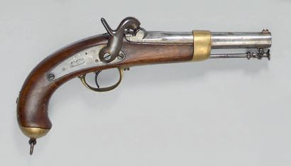 null Pistolet à percussion de marine modèle 1849, canon à pans puis rond, bien poinçonné,...