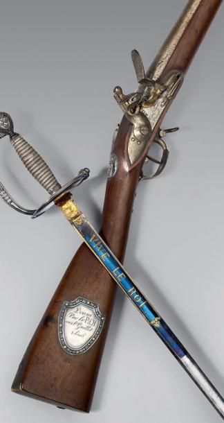 null Fusil de récompense, donné par le Roi, modèle 1817, canon à pans puis rond,...