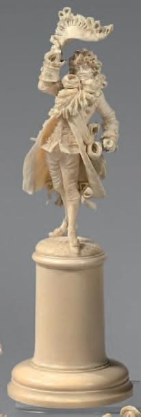 null Statuette en ivoire finement sculpté représentant une caricature d'homme de...