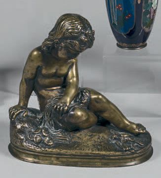 Gustave NAVLET (1832-1915) Groupe allégorique en bronze ciselé à patine brune (usures)...