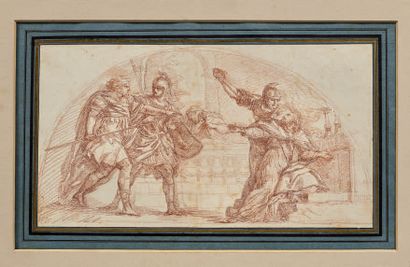 Jean Robert ANGO (? vers 1710 - Rome 1773) Des soldats attaquant le pape Gelasio...