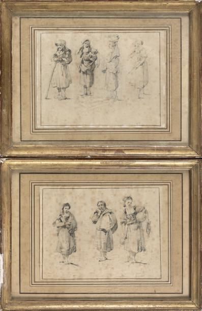 Jean PILLEMENT (Lyon 1728 - 1808) Etude d'un mendiant et trois bergères
Etude de...