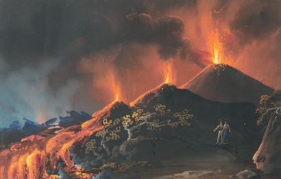 ECOLE NAPOLITAINE DU XXème siècle L'éruption du Vésuve en 1839, nocturne
L'éruption...
