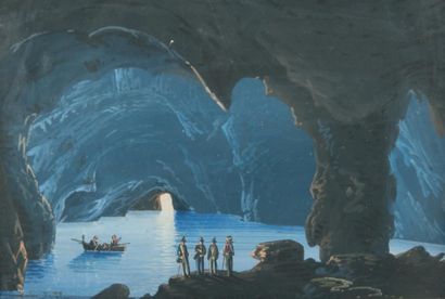 ECOLE NAPOLITAINE DU XXème siècle La grotte bleue
Gouache 15,5 x 22,5 cm