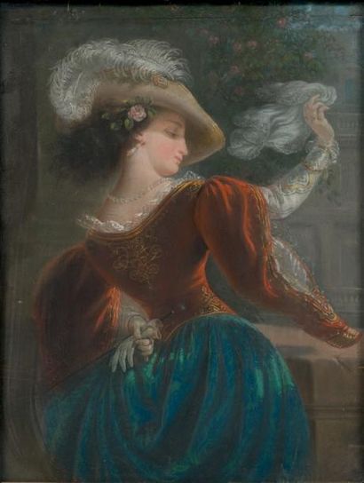 ECOLE FRANCAISE DU XIXème siècle Le départ
Pastel. 47 x 35,5 cm