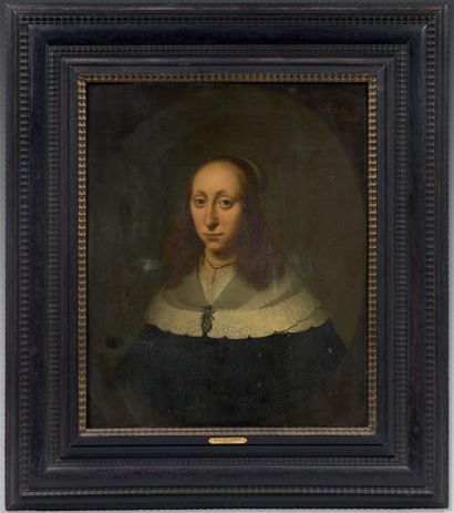 Ecole HOLLANDAISE, 1648 Portrait d'un homme à l'habit noir
Portrait de femme au collier...
