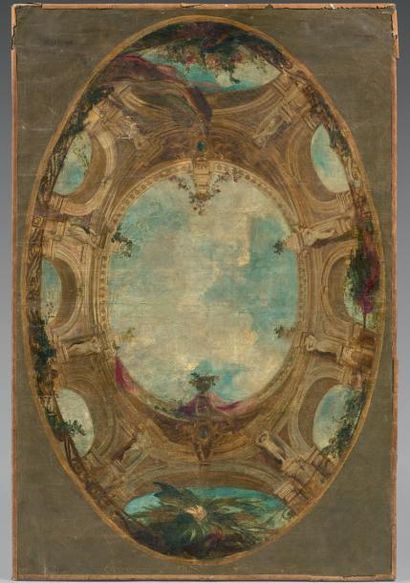 Henri Emile BRUNNER LACOSTE (Paris 1838 - 1881) Etude pour un décor de plafond
Toile....