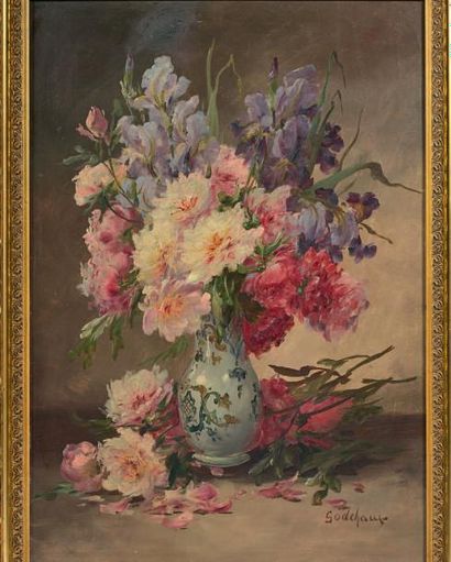 Emile GODCHAUX (Bordeaux 1860 - Pau 1936) Vase de fleurs
Sur sa toile d'origine....