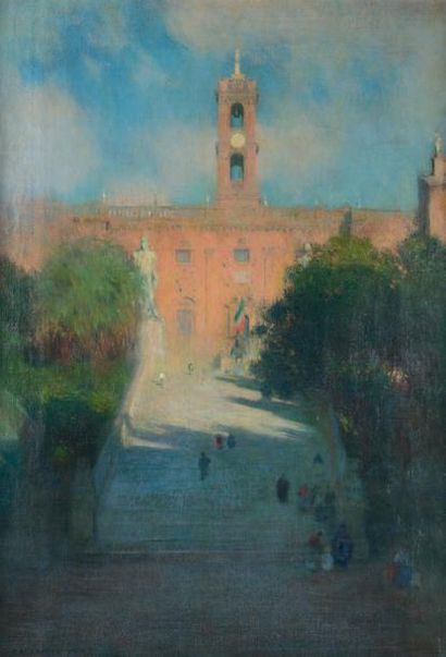 GUSTAVO BACARISAS PODESTA (1873-1971) 
Rome, la Place du Capitole Huile sur toile,...