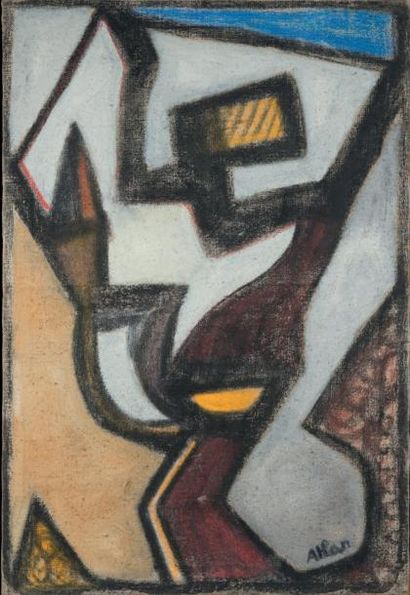 Jean-Michel Atlan (1913-1960) 
Sans titre, vers 1954
Technique mixte sur toile, signée...