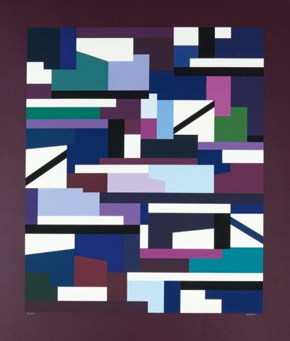 Yaacov AGAM (Né en 1928) 
Composition cinétique marges brunes
Sérigraphie en couleurs....