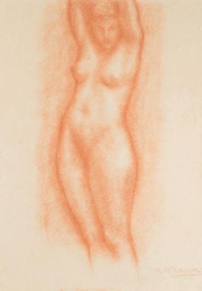 Robert WLERICK (1882-1944) 
Modèle nu les bras levés - Modèle nu assis
Deux dessins...