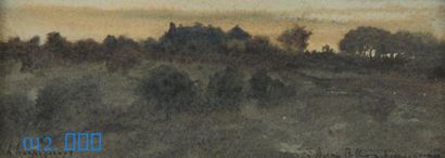 Henri Joseph HARPIGNIÈS (1819-1916) 
Crépuscule Aquarelle, signée en bas à gauche...
