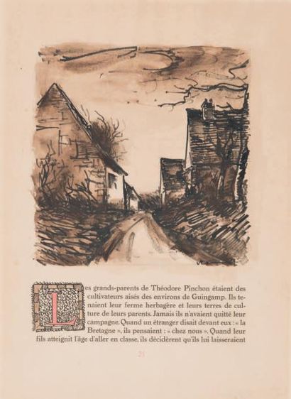 Maurice de Vlaminck (1876-1958) 
Route de village
Lavis d'encre, signé en bas vers...