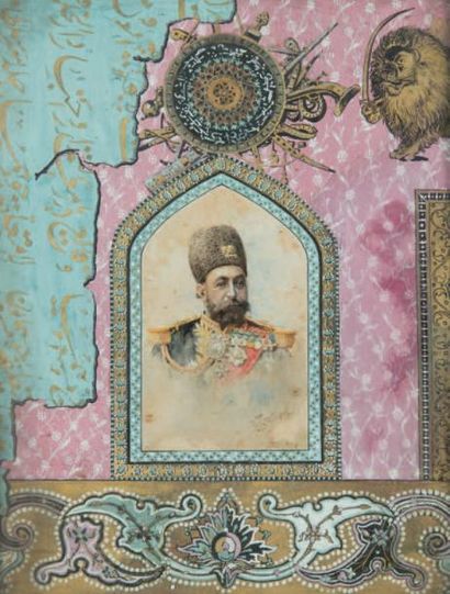 null Portrait d'homme en tenue officielle, Iran début XXème siècle.
Aquarelle. Il...