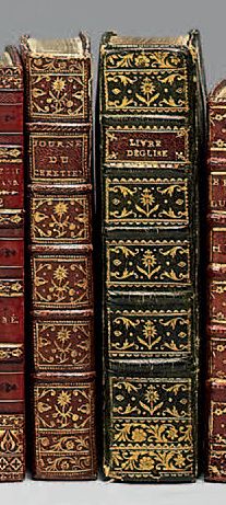 null [RELIURE en MAROQUINORNÉ]. Un ensemble de sept livres religieux du XVIIIe siècle,...