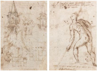 Raffaele da MONTELUPO dit SICIPALDI ( ? 1505 - Orvieto 1566) Académie d'homme Plume...