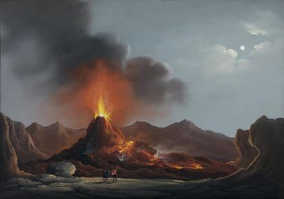 Camillo de VITO (Actif à Naples entre 1790 et 1835) Eruption du Vésuve Gouache. Signé...