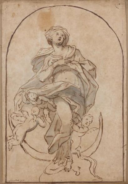 Jean GIRARDET (Luneville 1709 - Paris 1778) L'Assomption de la Vierge Plume et encre...