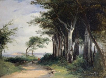 Jules COIGNET (1798-1860) Paysage près d'Honfleur, 1831 Huile sur toile, signée en...