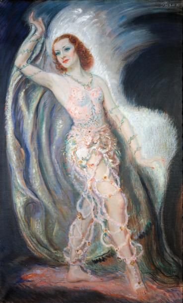 BERAN (XXème siècle) Mme Solange Schwarz, danseuse étoile en 1939 Huile sur toile,...