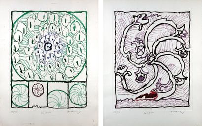 Pierre ALECHINSKY Dévidoirs, 1972 Suite complète de 7 estampes. (Rivière 514 à 520)....
