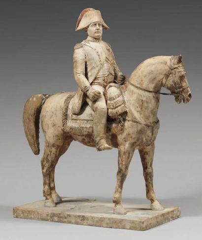 null Général A. Duchand, groupe en plâtre: L'Empereur Napoléon Ier à cheval, signé...