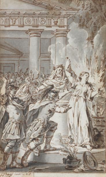 Jacobus BUYS (Amsterdam 1724 - 1801) Le sacrifice d'Iphigénie, projet d'illustration...