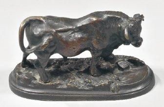 P. J. MENE Taureau Epreuve en bronze à patine brune. Fonte de la fin du XIXème siècle...