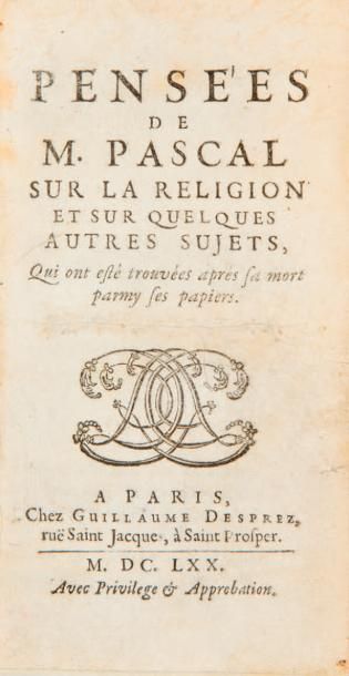 [PASCAL (Blaise)] Pensées de M. Pascal sur la religion et sur quelques autres sujets....