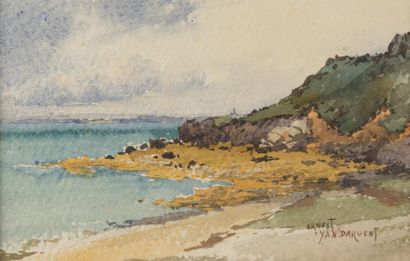 Ernest YAN'DARGENT Bord de mer
Aquarelle, signée en bas à droite 
16 x 25 cm