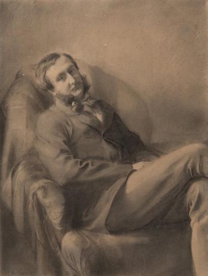 Félix LAURENT (1821-1905) 
Portrait d'homme, 1856
Crayon, signé en bas à gauche et...
