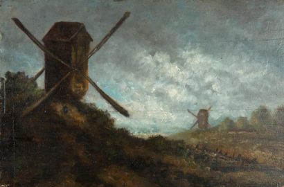 Georges MICHEL (1763-1843) 
Paysage au moulin
Huile sur panneau, signée en bas à...