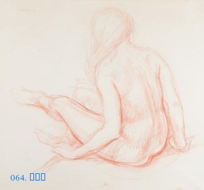 François CACHEUX (1923-2011) 
Etudes de nu
Deux dessins à la sanguine, signés, l'un...