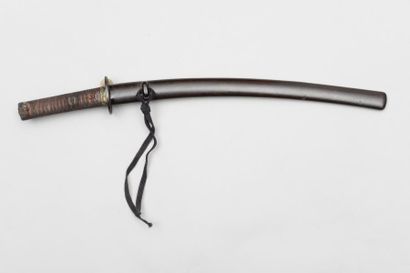 WAKIZASHI Lame de 43 cm, suriage, 1 mekugi-ana. Signée: TAMBA no KAMI YOSHI-(MICHI)...