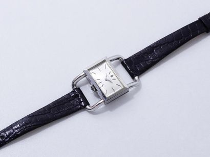 null JAEGER LECOULTRE ''ETRIER''
Montre bracelet de dame en acier, cadran argenté...