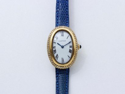 null CARTIER ''BAIGNOIRE''
Montre bracelet de dame en or 750 millièmes, cadran blanc...