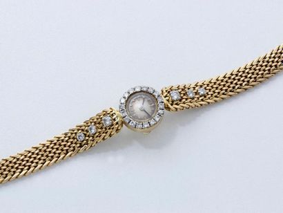 null Montre bracelet de dame en or 750 millièmes, cadran tâché avec index appliqués,...