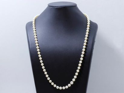 null Long collier composé d'une légère chute de perles de culture d'environ 6 à 8.6...