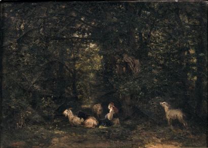Joseph GALL (Nevers 1807 - 1886) Bergère dans un sous-bois
Toile 32,5 x 47 cm