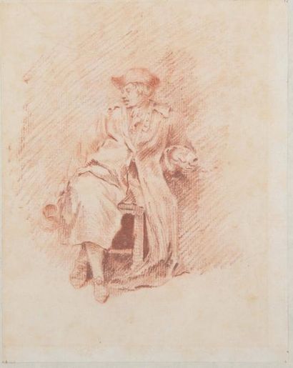 Ecole HOLLANDAISE du XVIIIème siècle Une femme assise
Un homme sur une chaise
Paire...
