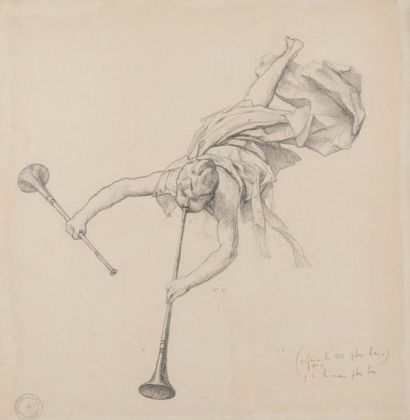 Gabriel FERRIER (Nîmes 1841- Paris 1914) Etude pour une figure de la Renommée
Crayon...