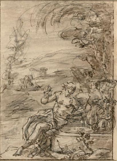 FEDELE FISCHETTI (NAPLES 1732 - 1792) Narcisse se mirant dans l'eau
Plume et encre...